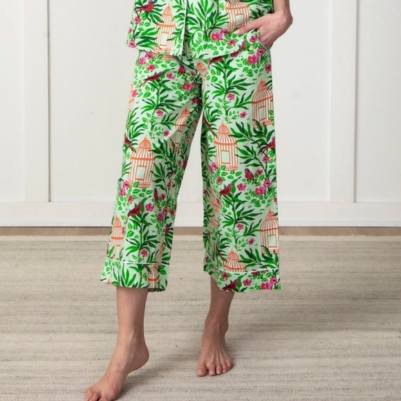 Printfresh Other - Printfresh Birds of a Feather Cropped Pajama Pants In Kiwi Slice